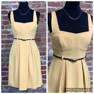 Black Halo Mustard Yellow Sleeveless Dress POCKETS